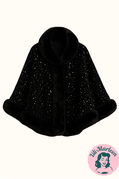 Slag med Pailletter & Pelskant – sort